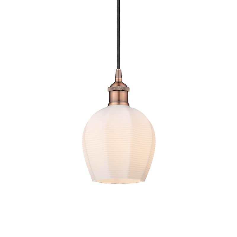Innovations Lighting 616-1P-10-6 Norfolk Pendant Norfolk 6" Wide Mini - Antique Copper / Matte White