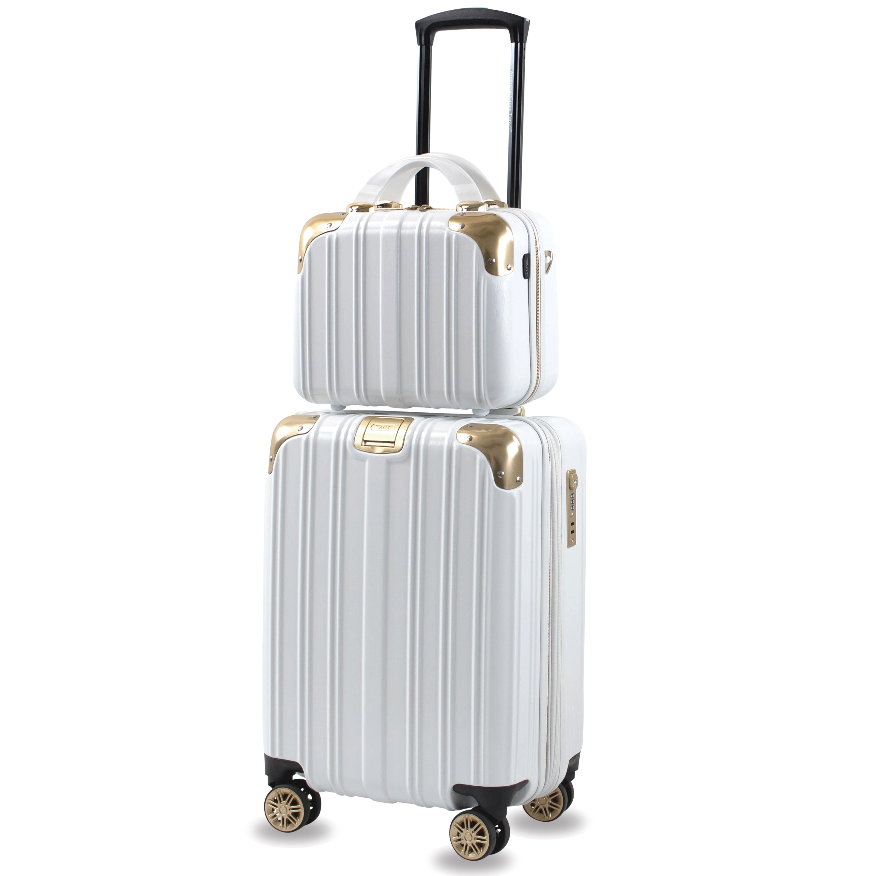 White and gold suitcase new arrivals