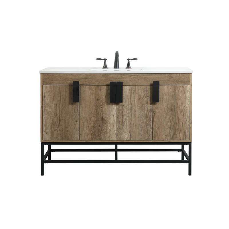 Icon 48 - 60 Inch Single Bathroom Vanity with Ivory White Engineered Marble