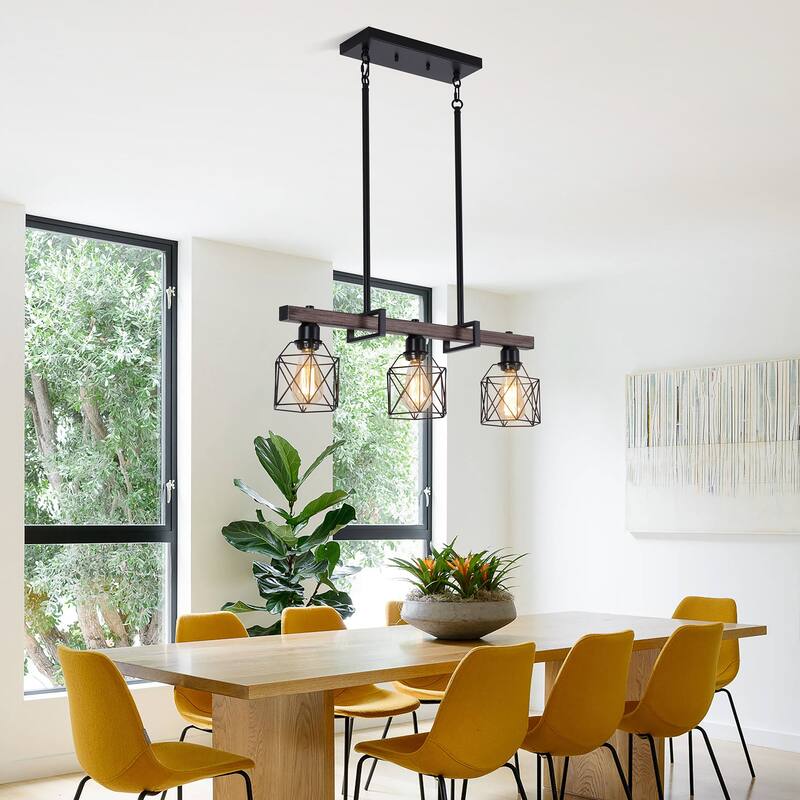27.6 in./46.5 in. Matte Black Island Chandelier, Suitable For Kitchen, Dining Room, Bedroom