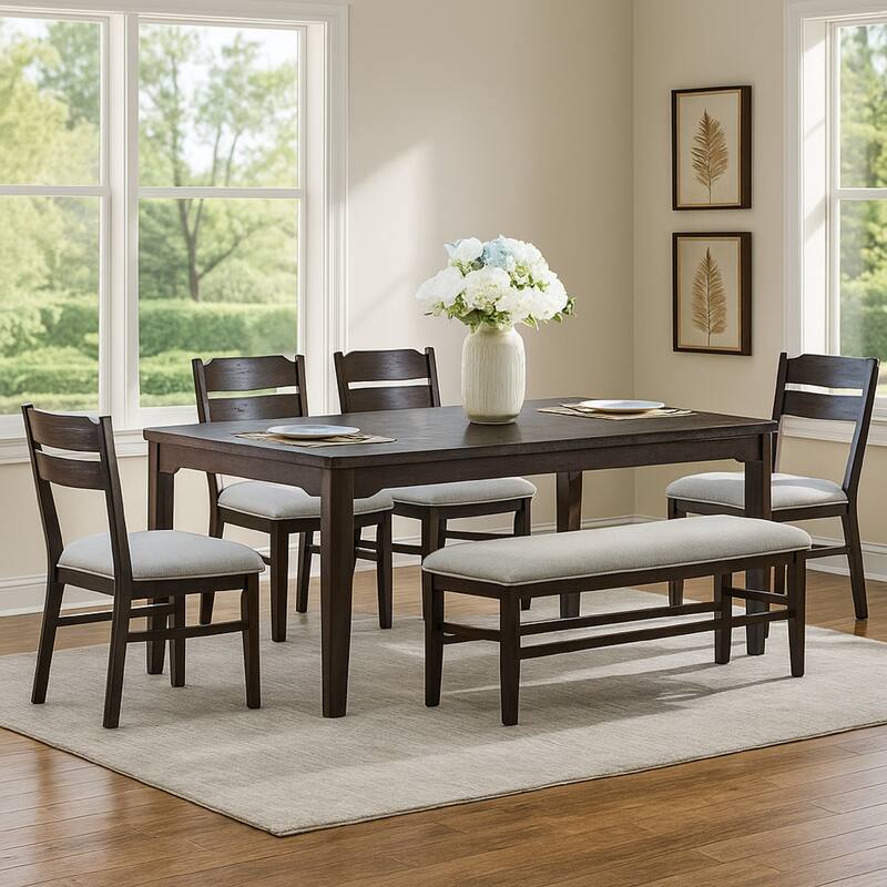 Hiun Dining Table, 72 Inch Rectangular Top w Tapered Legs, Oak Brown - Oak Brown