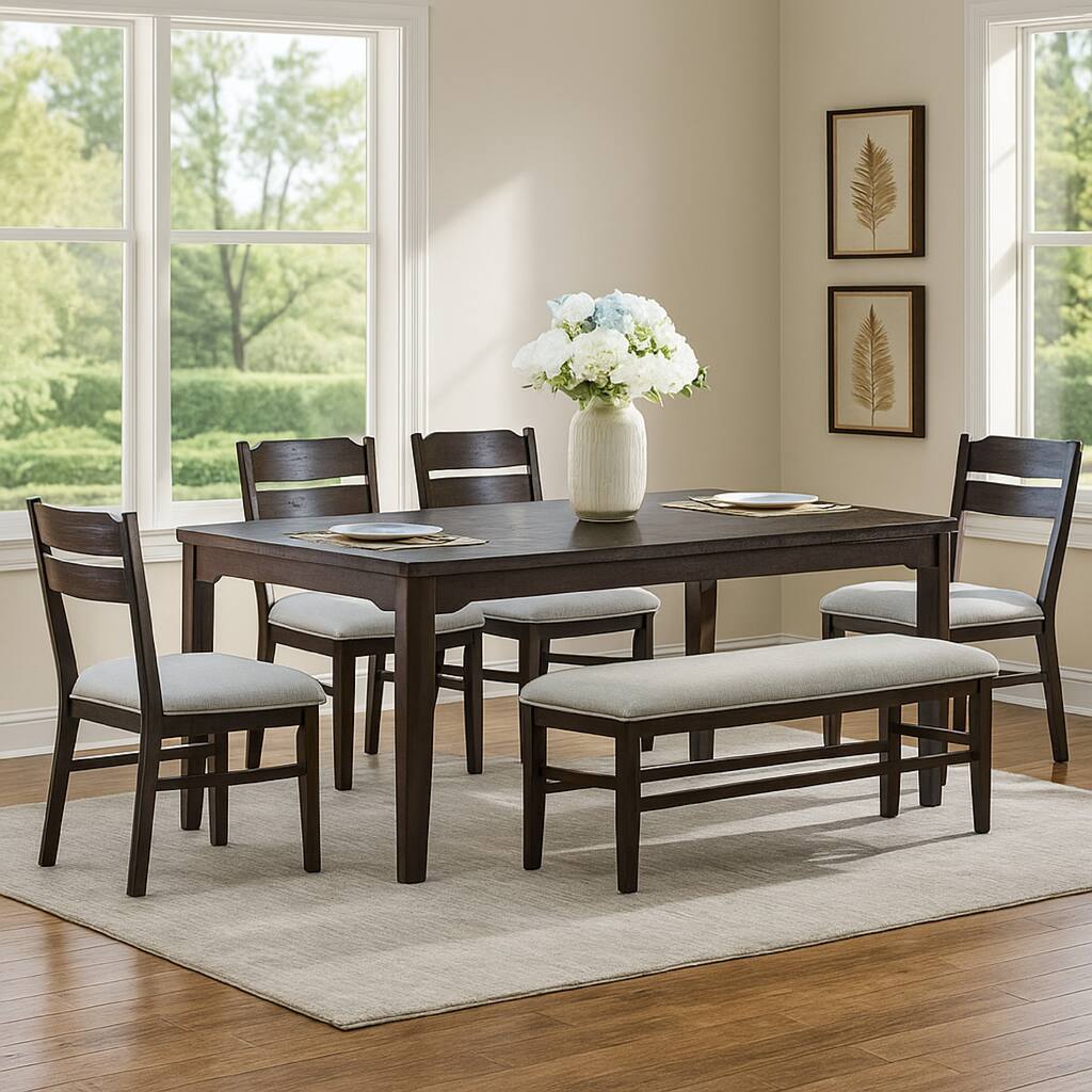 Hiun Dining Table, 72 Inch Rectangular Top w Tapered Legs, Oak Brown - Oak Brown