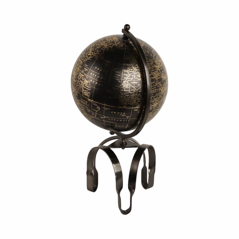 Modern Globe Sculpture with Unique Metal Stand for Home Decor