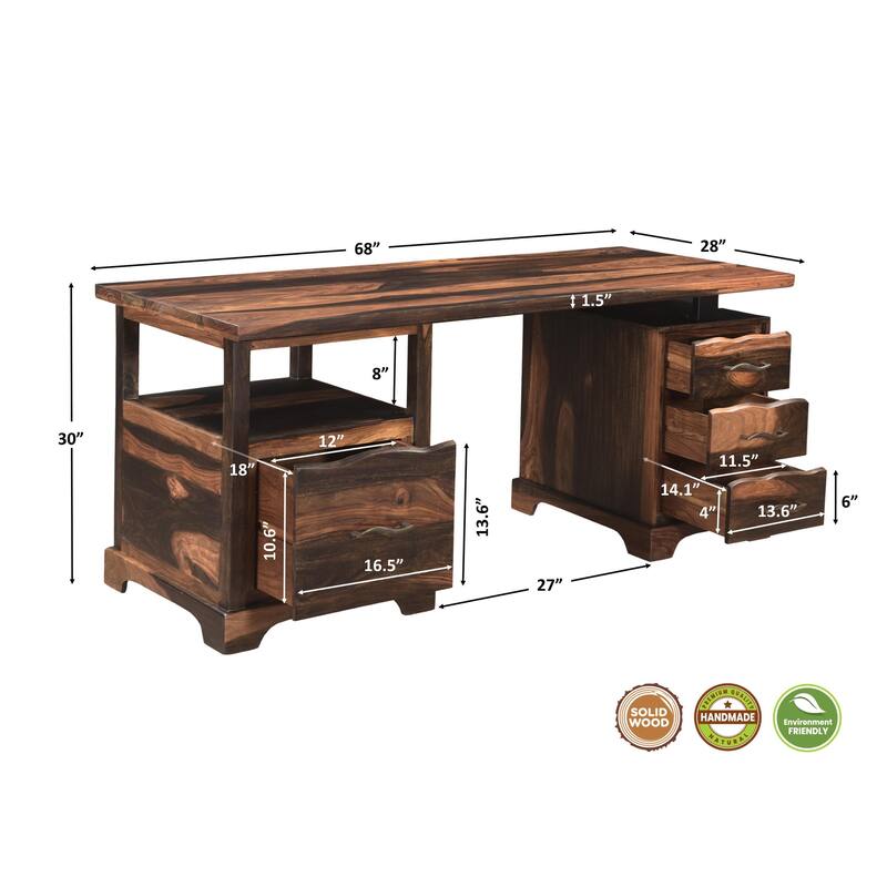 Avenue 2-piece Live Edge Solid Wood Desk Set