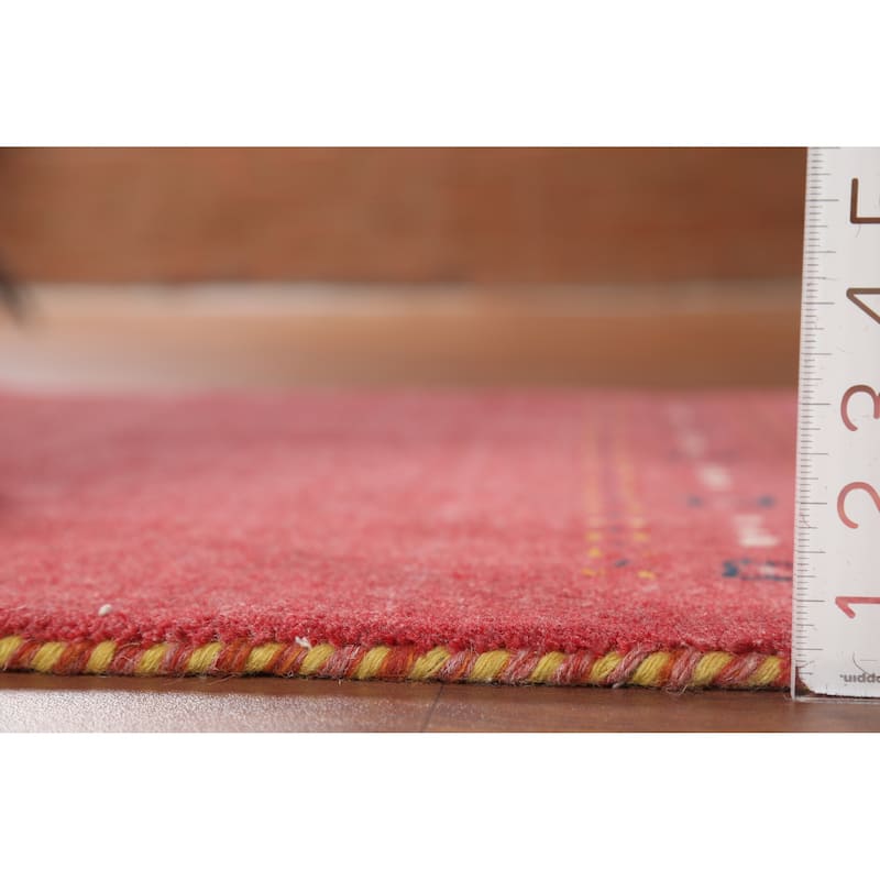 Pink Gabbeh Indian Foyer Rug Handmade Wool Carpet - 2'9"x 4'7"