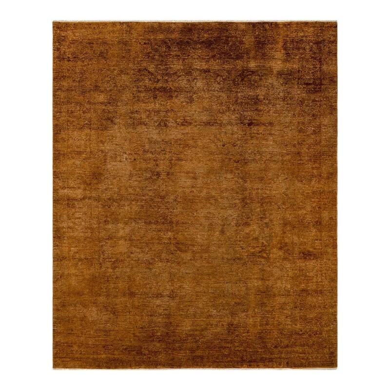 Overton Hand Knotted Wool Vintage Inspired Modern Contemporary Overdyed Gold Area Rug - 8' 1" x 9' 7"