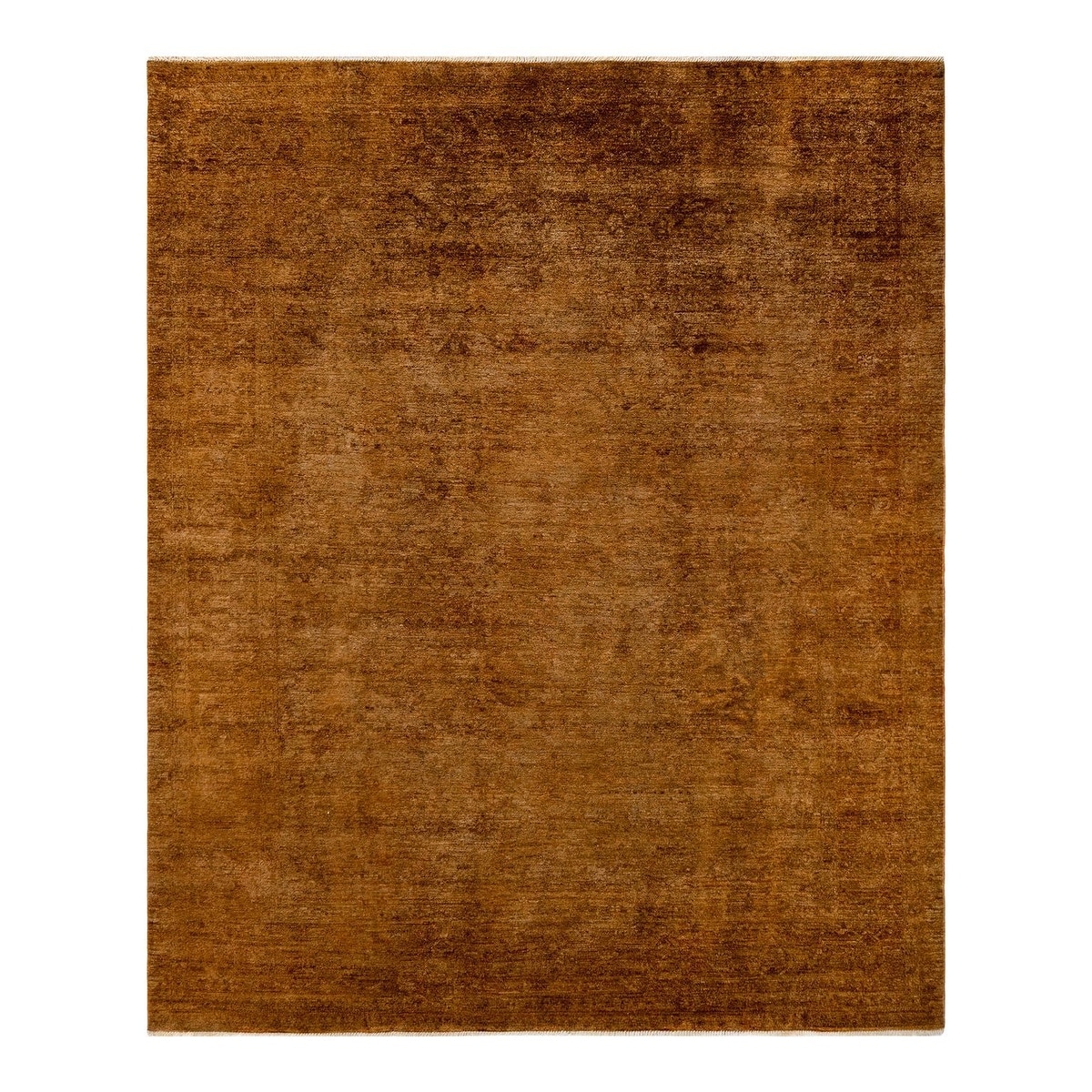 Overton Hand Knotted Wool Vintage Inspired Modern Contemporary Overdyed Gold Area Rug - 8' 1" x 9' 7"