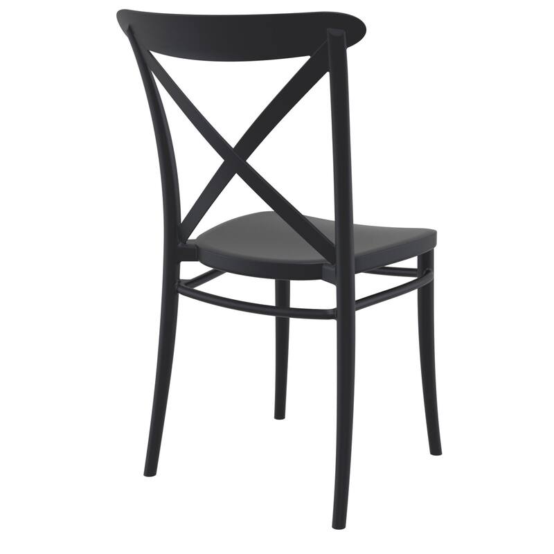 34.25" Black Patio Cross Armless Dining Chair