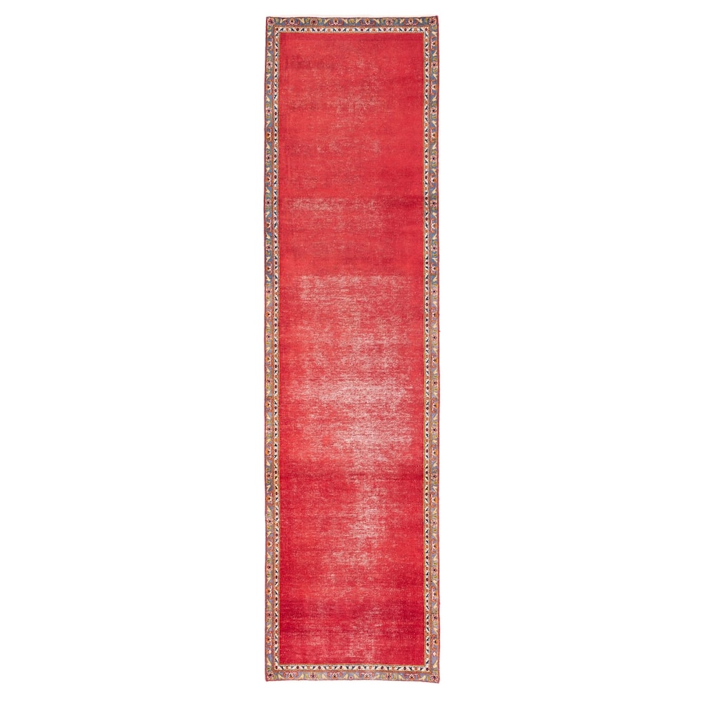 ECARPETGALLERY Hand-knotted Antalya Vintage Red Wool Rug - 3'1 x 12'0