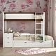 preview thumbnail 1 of 47, Twin over Twin Bunk Bed With Twin size Trundle,Storage And Desk for Bedroom White+Walnut