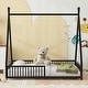 preview thumbnail 3 of 10, Metal Full Size House Platform Bed with Triangle Structure & Guardrail, Black
