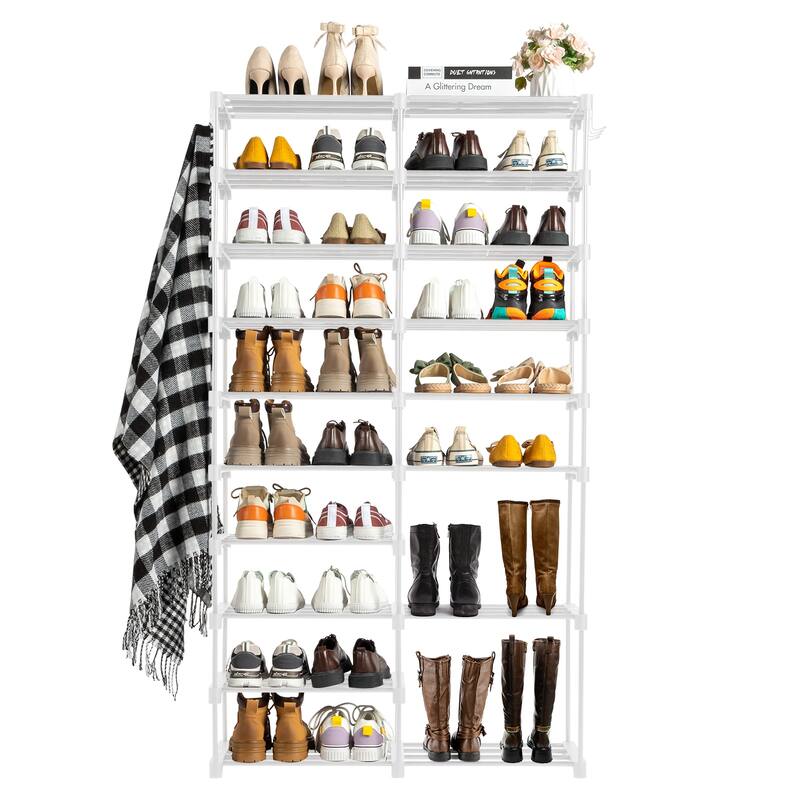 Minimalist Shoe Rack with Iron Frame Durable Non-Woven Storage Organizer for Shoes & Boots