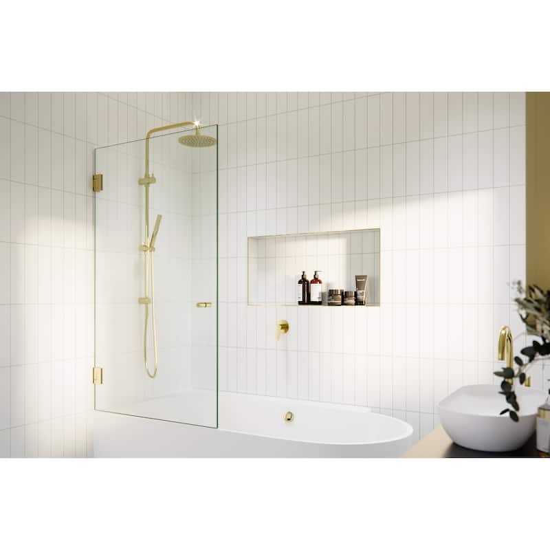 Glass Warehouse 58.25" x 31.25" Frameless Shower Bath Door - Door Only - Polished Brass