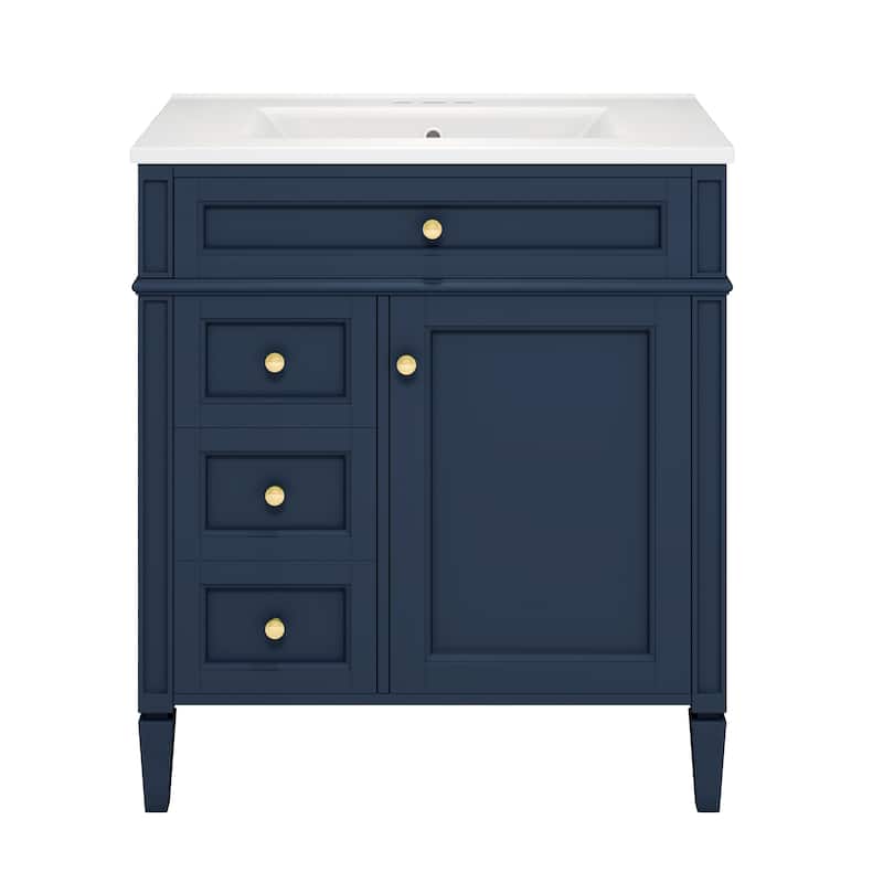 Bathroom Vanity with Top Sink, Bathroom Storage Cabinet with 2 Drawers and 1 Door, Bathroom Vanities with 1 Tip-out Drawer