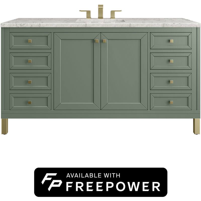 James Martin Vanities 503-V60S-FEJP Chicago 60" Free Standing Single - Smokey Celadon