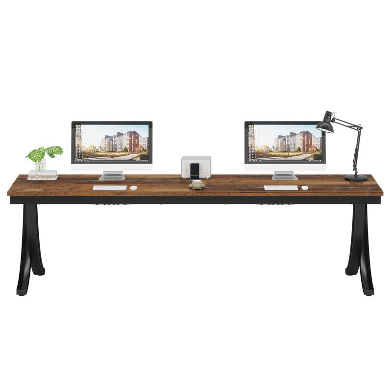 78.74" Extra Long Double Computer Desk with Unique Metal Legs for Home Office