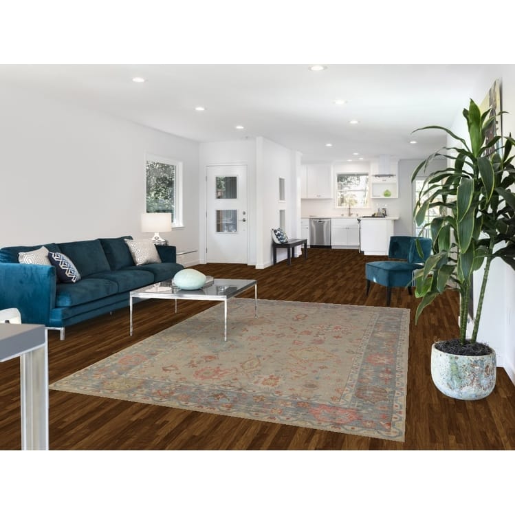 Hand Knotted Oriental 100% Wool Carpet Transitional All-Over Beige & Ivories Oushak Area Rug - 8' 11'' X 6' 0''