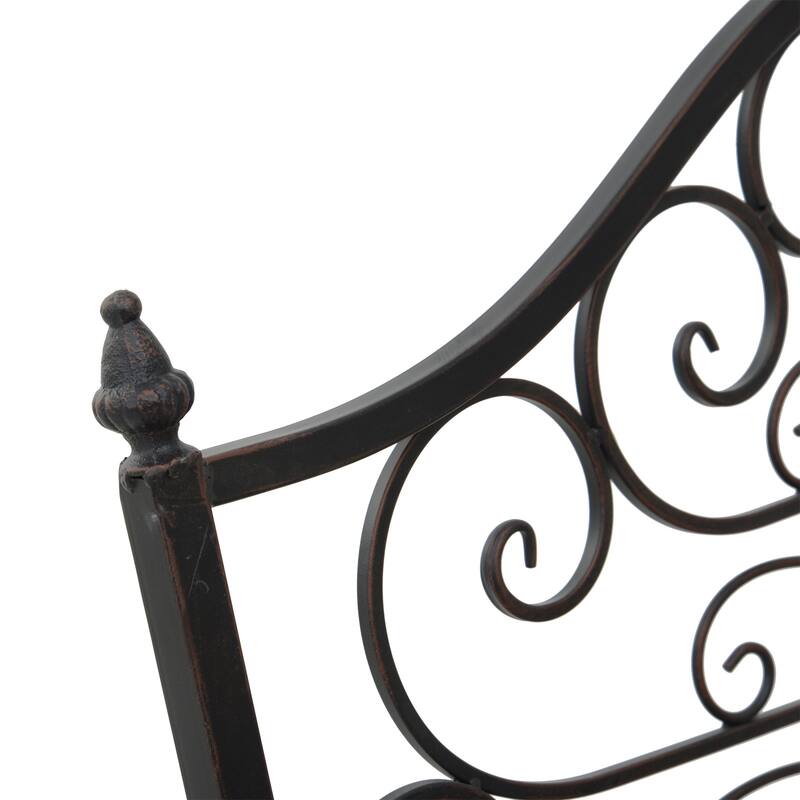 Outsunny 4’ Metal Arch Backyard Garden Bridge with Safety Siderails, Delicate Scrollwork, & Easy Assembly, Black Bronze