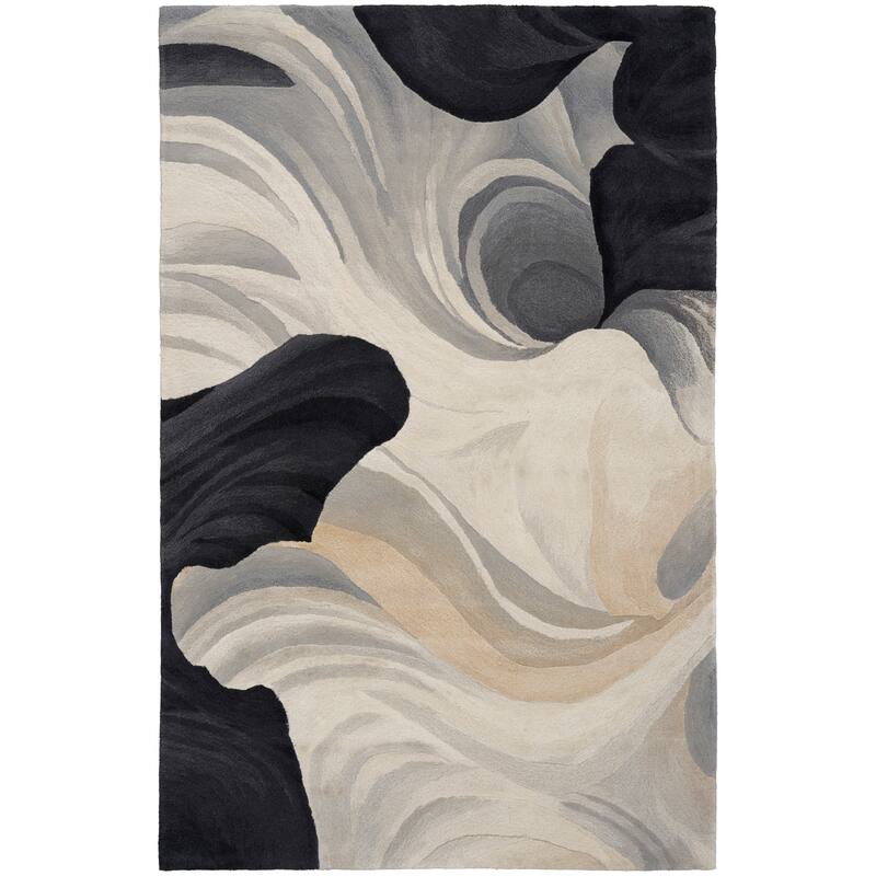 Nourison Prismatic Ivory Black Abstract Chic Hand-Tufted Indoor Rug - Ivory/Black - 3'9" x 5'9"