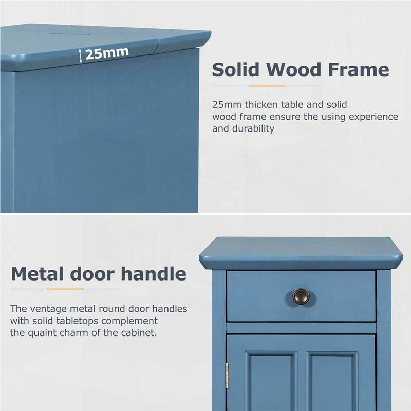 End Table Side Table with USB Ports and One Multifunctional Drawer with cup holders