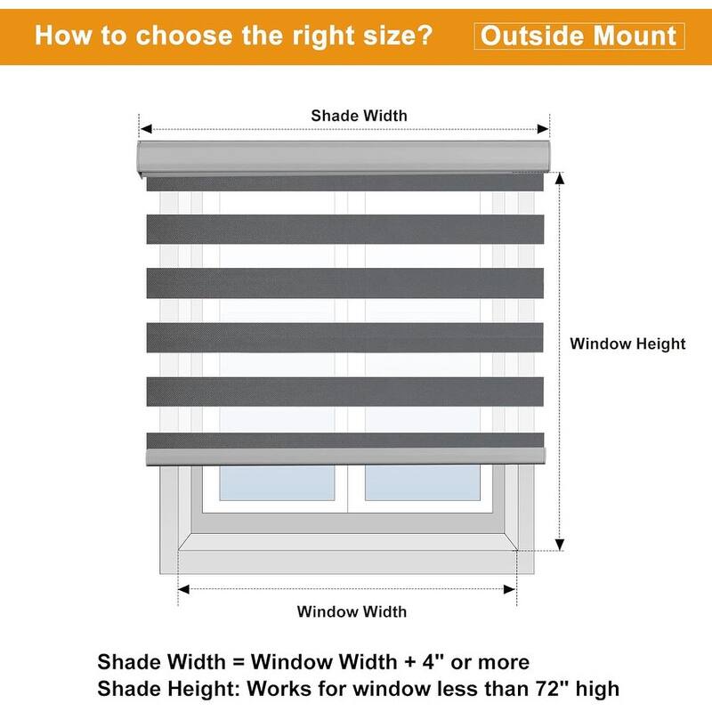 Cordless Zebra Blinds for Windows Free-Stop Roller Windows Shades - 35" W X 64" H