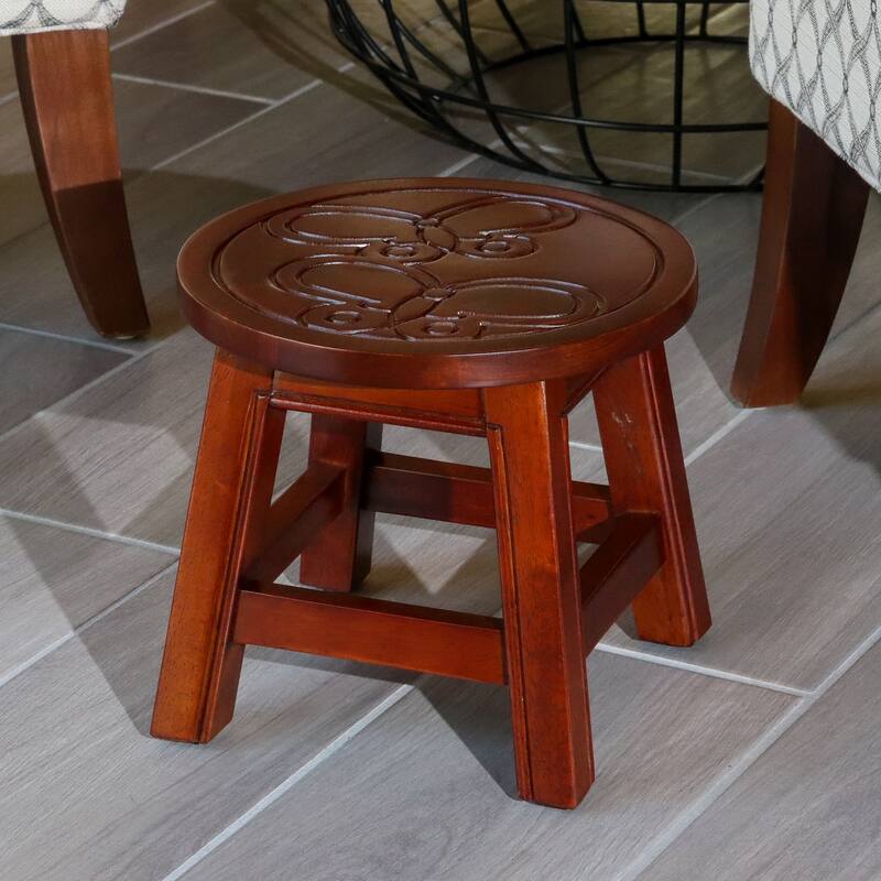 DTY Indoor Living Fairplay Carved Wooden Step Stool