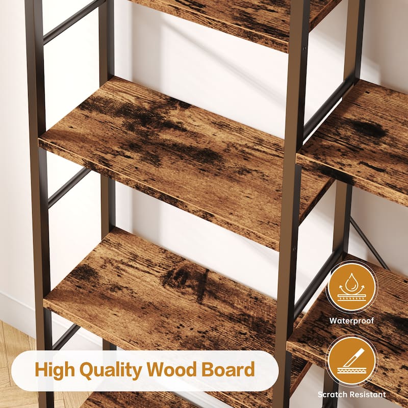 Industrial Style 5-Tier Bookshelf - Storage Shelf for Living Room, Home Office