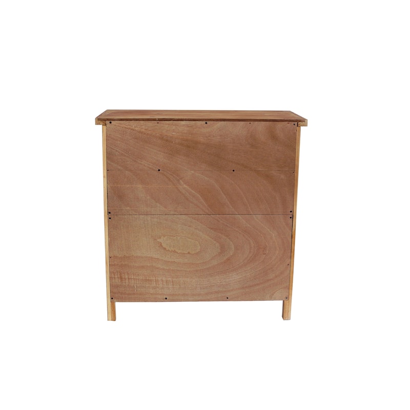 Natural Wood 30.71 in. H Storage Cabinet with Drawers and Doors - 29.53" x 14.17"