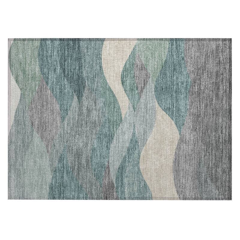 Machine Washable Indoor/ Outdoor Modern Horizon Chantille Rug