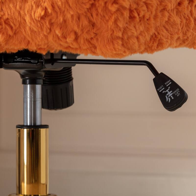 GDF Studio - Modern Upholstered Swivel Home Office Chair with Golden Metal Base and Artificial Rabbit Hair Comfort