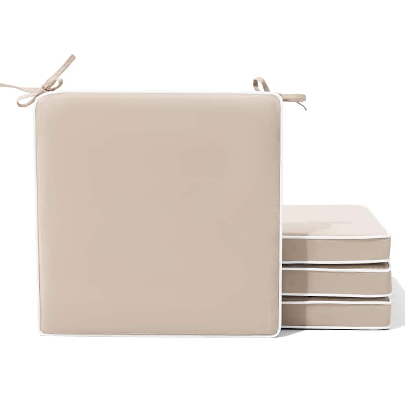 Indoor Outdoor Dining Chair Cushion Set of 2/4 Patio Chair Seat Pad - 4-Piece - Beige, 4-Piece