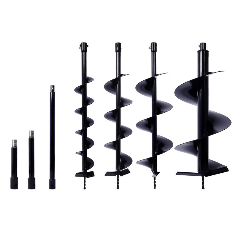 Set of 4 Auger Drill Bit for Planting Hole - Black