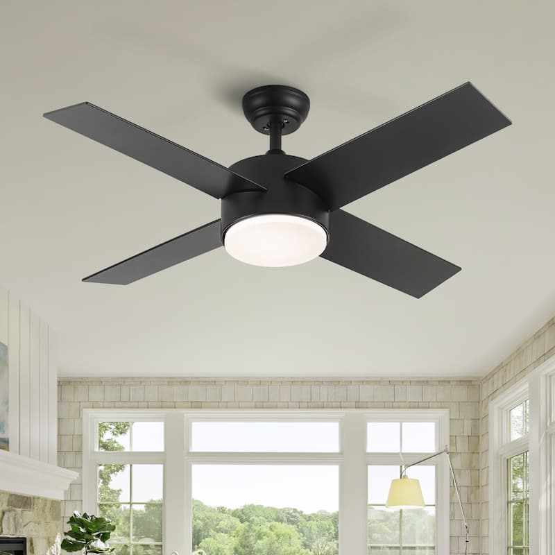 44 In Intergrated LED Ceiling Fan with Black ABS Blade - Black