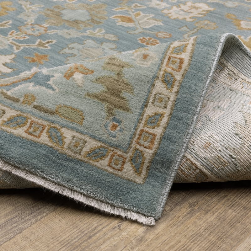 Meadow Traditional Oriental Teal/ Rust Area Rug