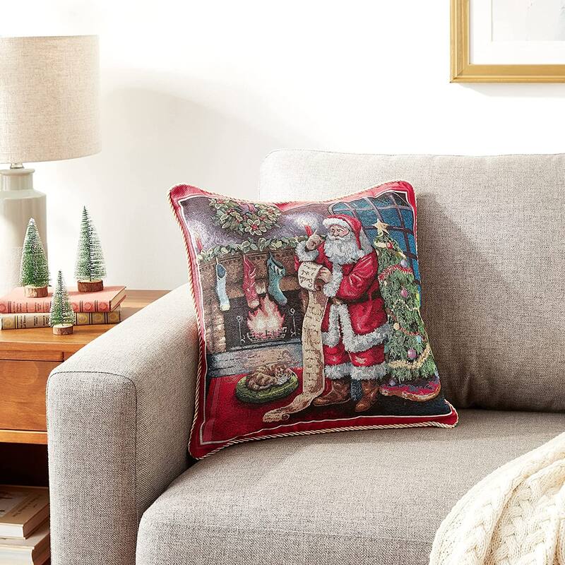 Violet Linen Seasonal Xmas Christmas Holiday Bliss Pattern Decorative Cushion Cover