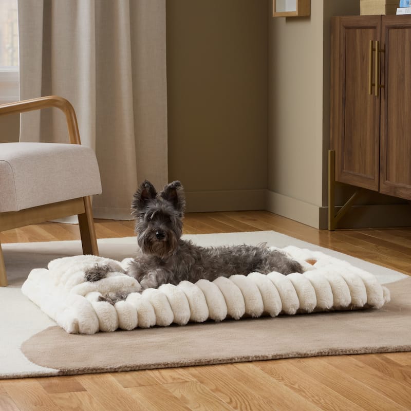 TOWN & COUNTRY LUXE CuddleTown Ribbed Bubble Stripe Pillow Crate Mat Pet Bed Dark Grey XS Dogs