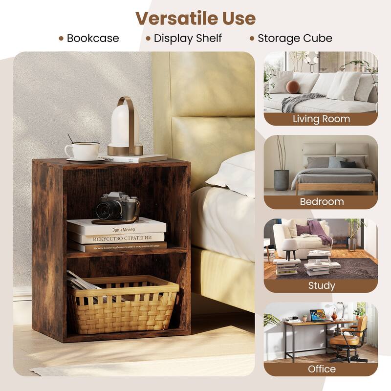 Gymax 2-Cube Bookcase w/ 5-Position Adjustable Shelf Anti-Toppling