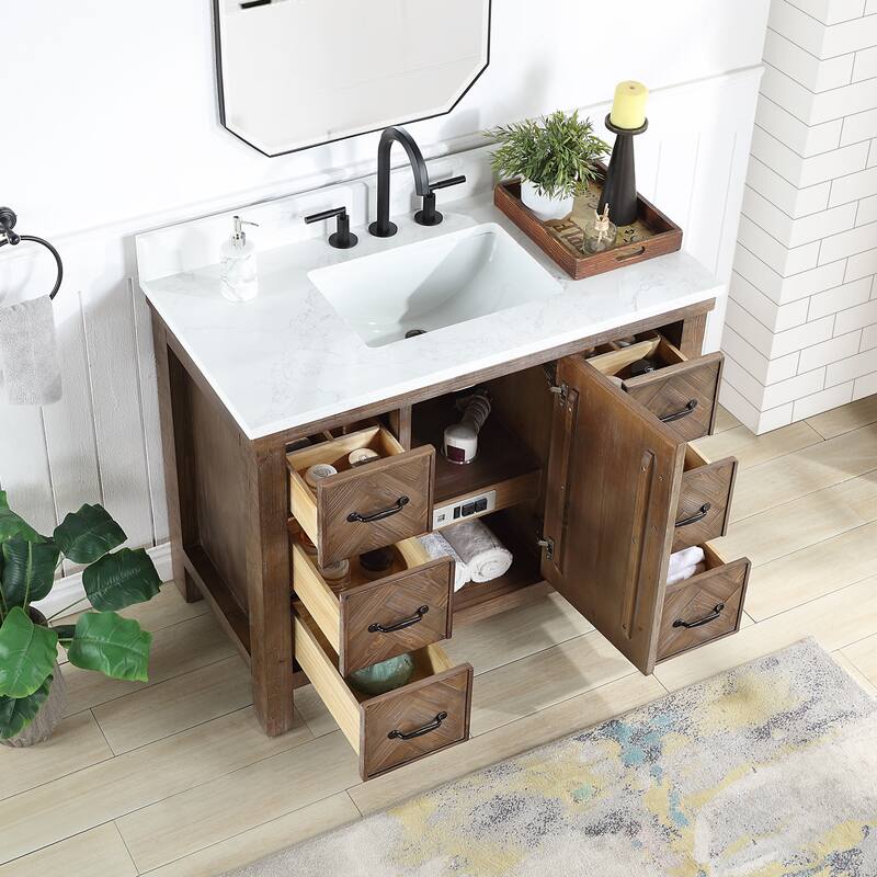 Javier Bath Vanity with Composite Stone Top without Mirror