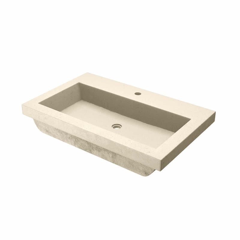 30" NativeStone Trough Drop-in Rectangular Bathroom Sink - Sand - Single Faucet Hole