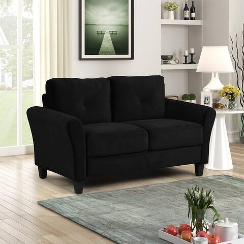 Modern Loveseat with Strong Wood Frame for Small Living Space,Black