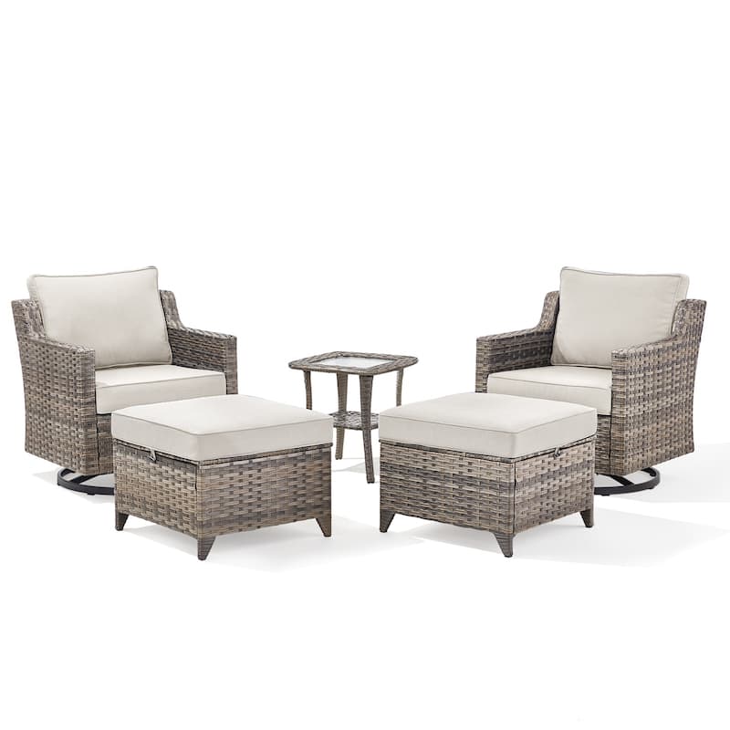 Pocassy Outdoor All-Weather Outdoor Sofa, Swivel Chair, Ottoman Sets