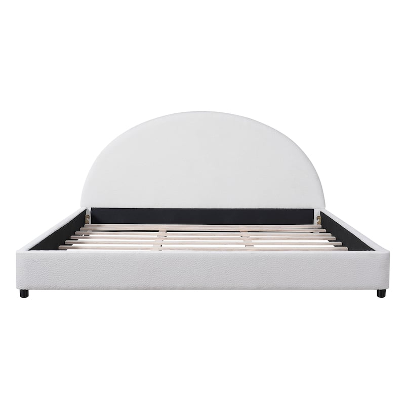 Christopher Knight Home - Luis Boucle Upholstered Bed Frame with Half-Round Headboard
