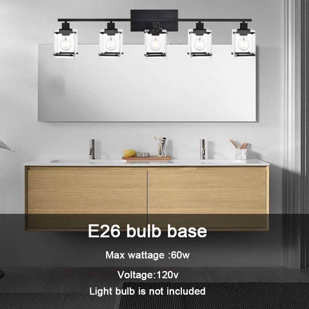Bathroom Vanity Light Matte Black with Rectangular Clear Glass On Sale Bed Bath Beyond 39572658