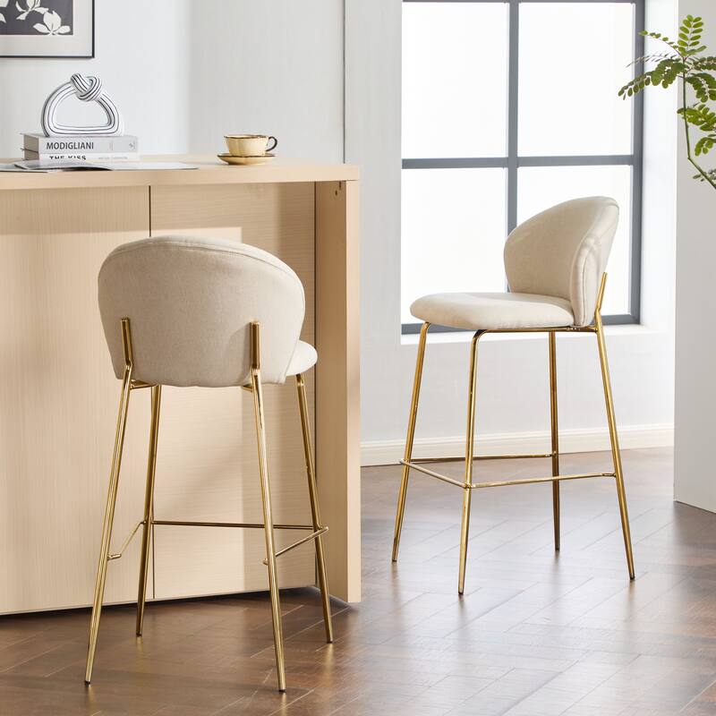 Kira Indoor Upholstered Bar Stool - Beige