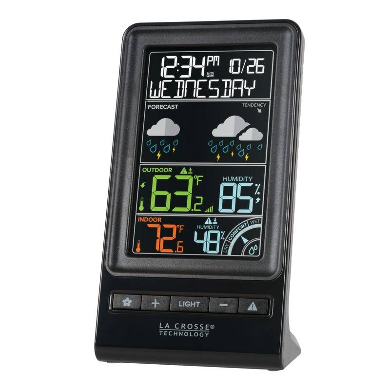La Crosse 308-1415C Digital Multi-Color Wireless Forecast Station - Black