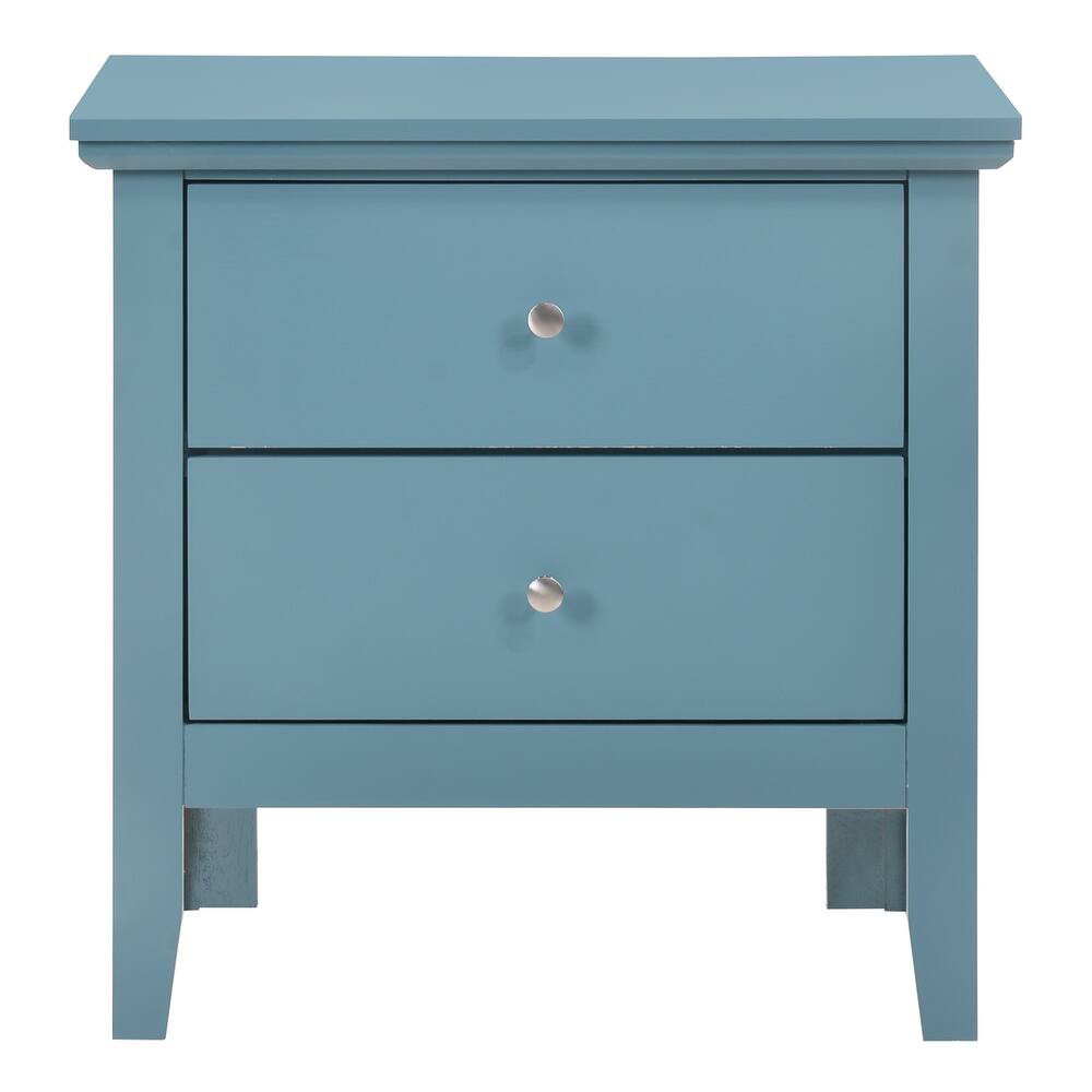 Modern 24-in Double-Drawer Nightstand with Metal Knob