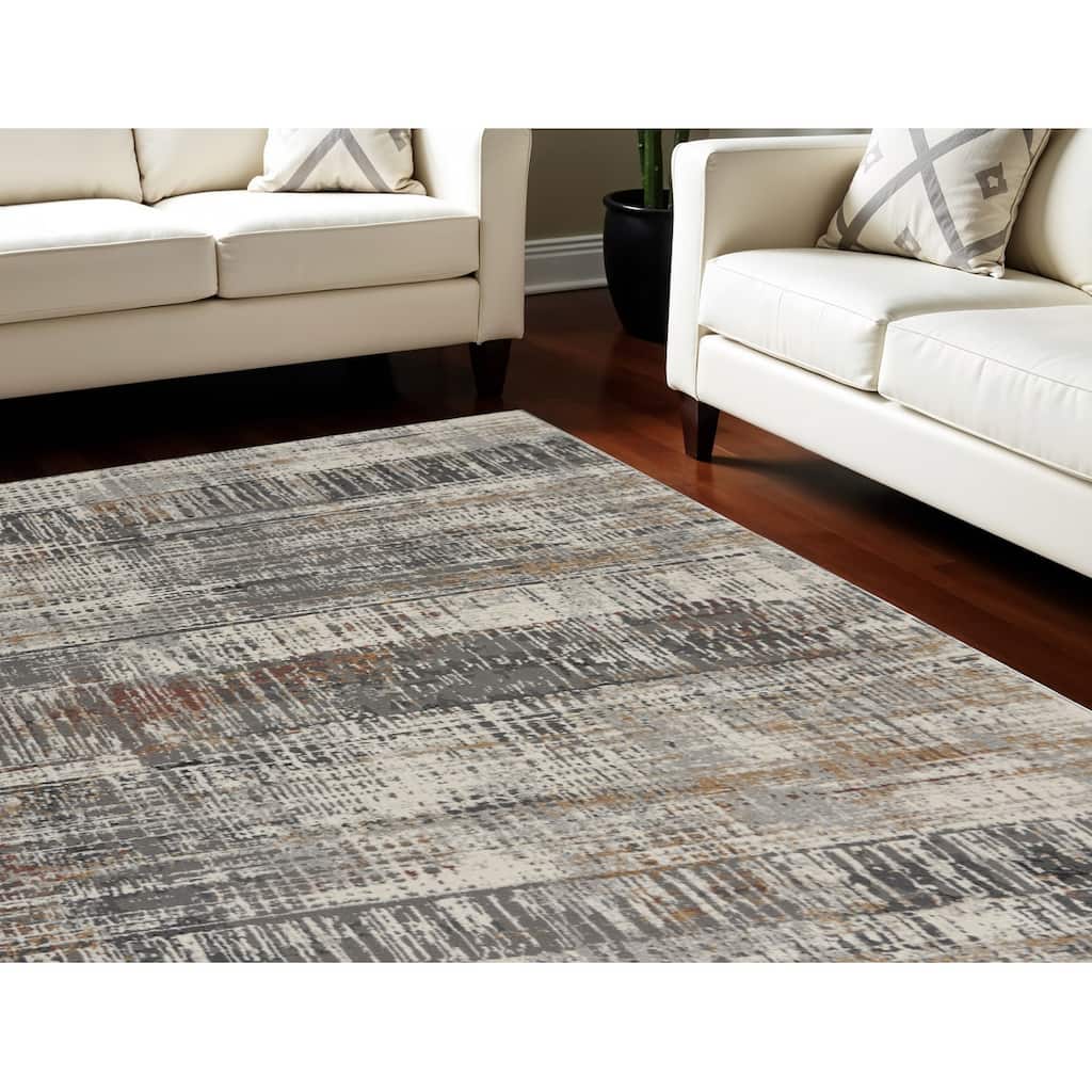 Power Loomed Abstract Modern Area Rug - 118' X '94' X '0.38