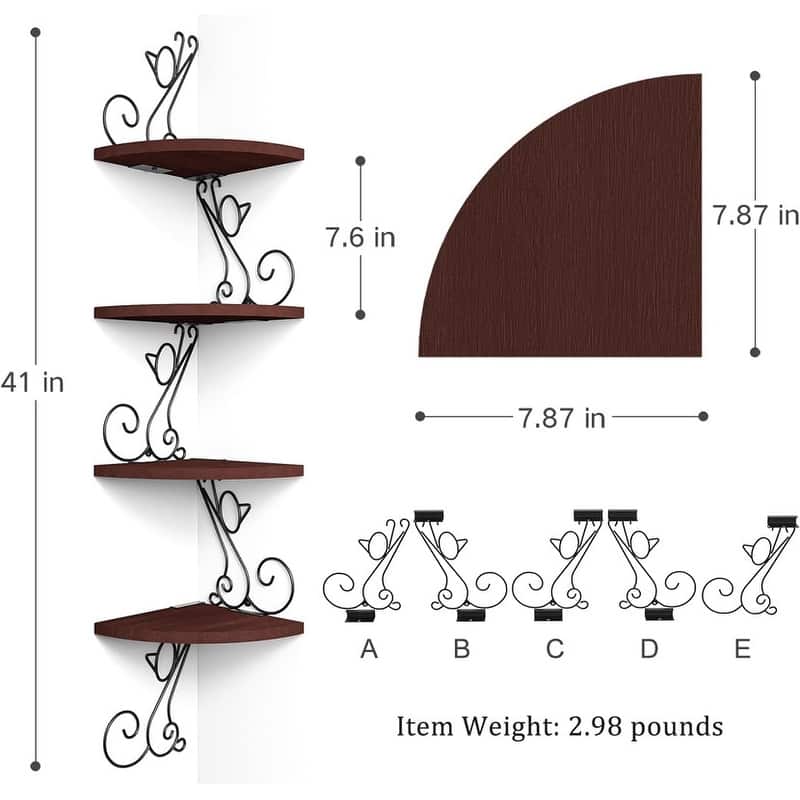 4 Tier Floating Shelves for Wall Rustic Wood Decor