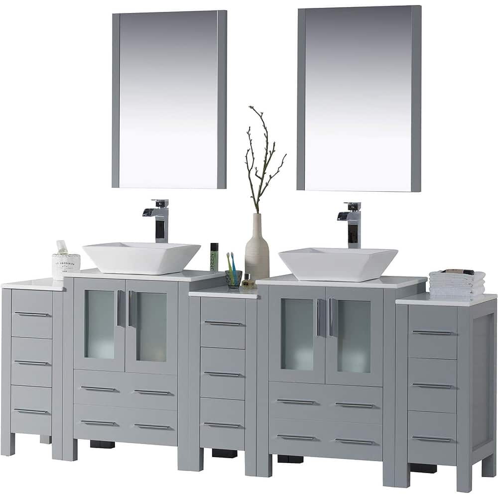 Blossom Sydney 84" Bathroom Double Sink Vanity with Cabinets & Mirrors
