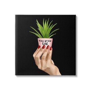 Saba Rauf Stupell You Grow Girl Plant Canvas Wall Art Design by Saba Rauf - Bed ...